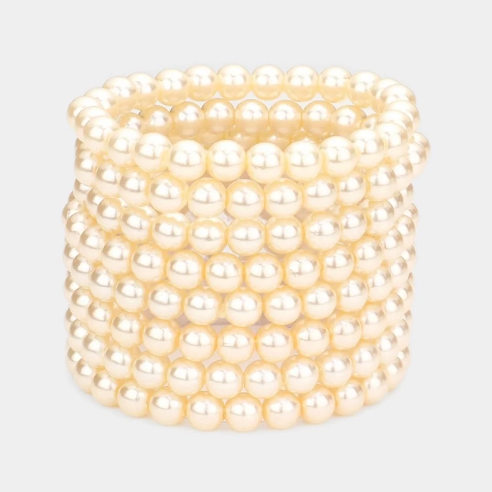 8PCS Pearl Stack Stretch Bracelets